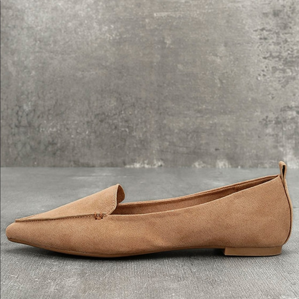 NWT Emmy Camel Suede Pointed Loafers - Picture 3 of 5